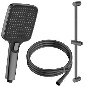 Zestaw prysznicowy  3-funkcyjny z drążkiem Qanix Gun metal Avapax