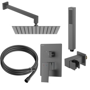Zestaw prysznicowy podtynkowy dwufunkcyjny Vellano Gun metal Avapax