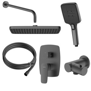 Zestaw prysznicowy podtynkowy dwufunkcyjny Qanix Gun metal Avapax