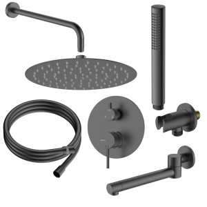 Zestaw prysznicowy podtynkowy trzyfunkcyjny Ultimate Gun metal Avapax