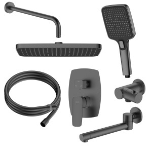 Zestaw prysznicowy podtynkowy trzyfunkcyjny Qanix Gun metal Avapax